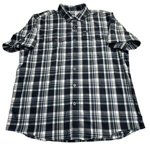 Wrangler Shirt Mens XL Blue Plaid Short Sleeve Button Up Vented Outdoor Hiking